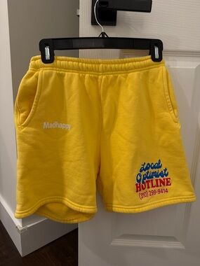 Madhappy Women's Bright Yellow Local Optimist Hotline Fleece Shorts